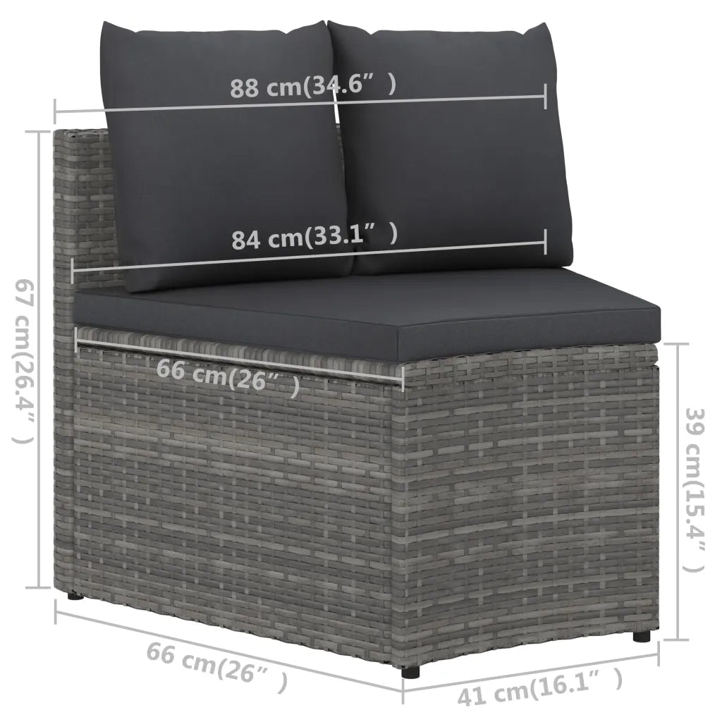 Set Divani da Giardino 5 pz con Cuscini in Polyrattan Grigio 3064907