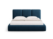 Cosmopolitan Design - Letto a cassettone con testiera "Nicolas" 180x200cm in ciniglia blu reale 