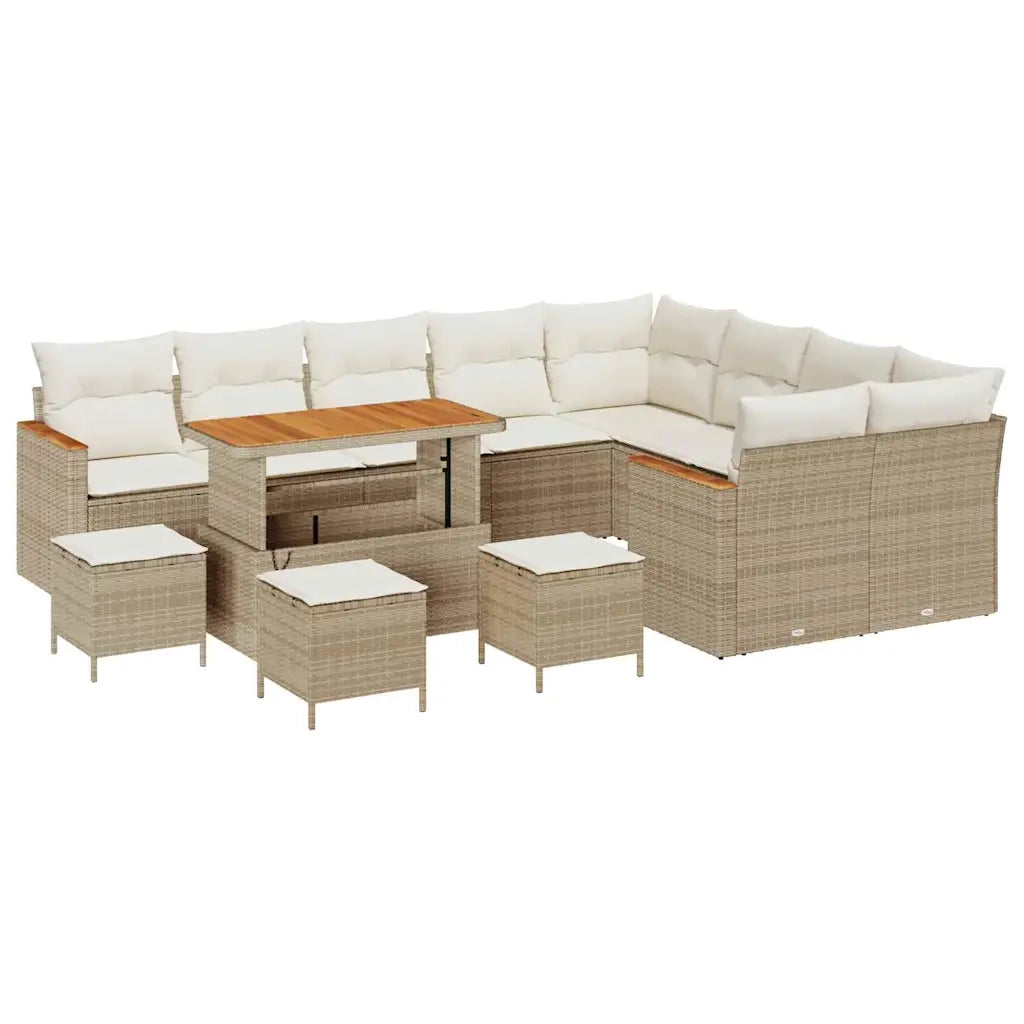 Set Divano da Giardino 13 pcs Beige polyrattan