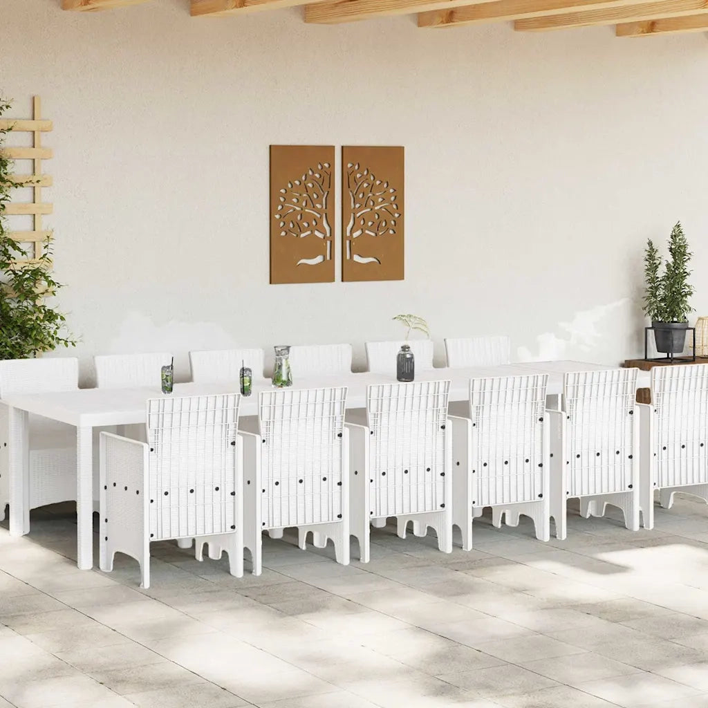 Set da Pranzo per Giardino 13 pcs Bianco Rattan Polt