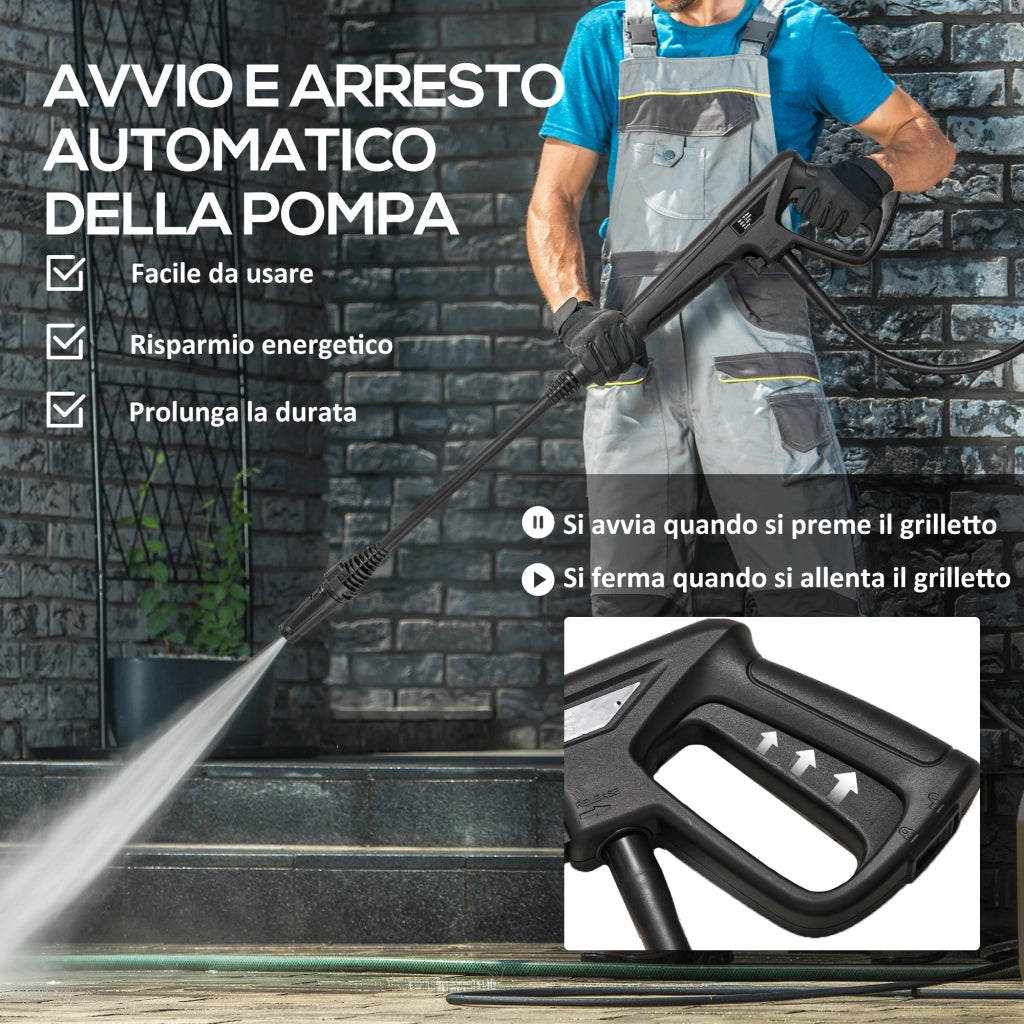 Idropulitrice ad Alta Pressione 1600W con Kit Pulizia ¨C zephmum ¨C 35x28x65 cm, Blu e Nero