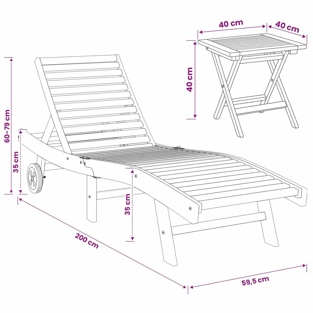 Lettino da sole 2 pcs Marrone Legno di teak solido 42032682