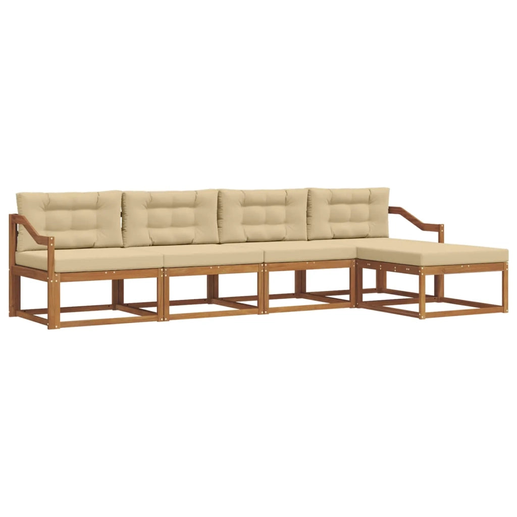 Set di divani da esterno con cuscino 5 pcs Naturale e Beige 3367456