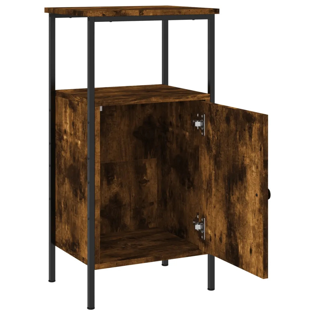 Comodino | Armadio da Notte | Mobiletto da notte Rovere Fumo 41x31x80 cm Legno Multistrato