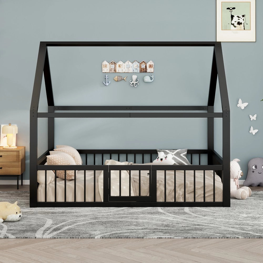 Letto in Metallo per Bambini ¨C MINIMAL ¨C Nero 140x200