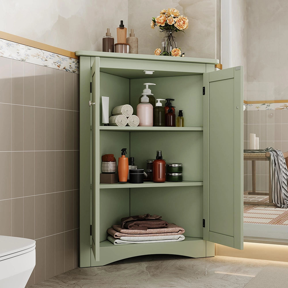 Armadio angolare per bagno - Xylo - 61,5x90 cm - Verde - 2 ante 3 ripiani
