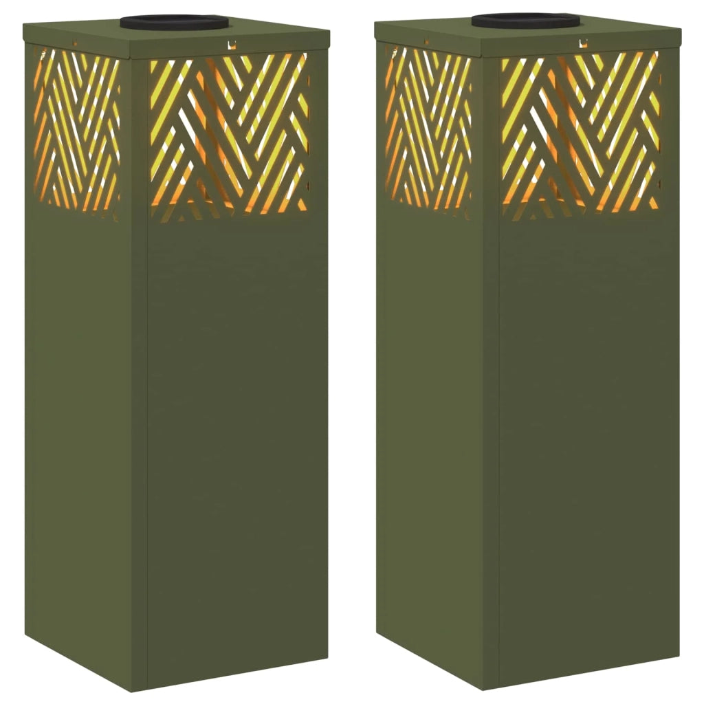 Faro LED solare per sentieri 2 pcs Verde oliva 879726