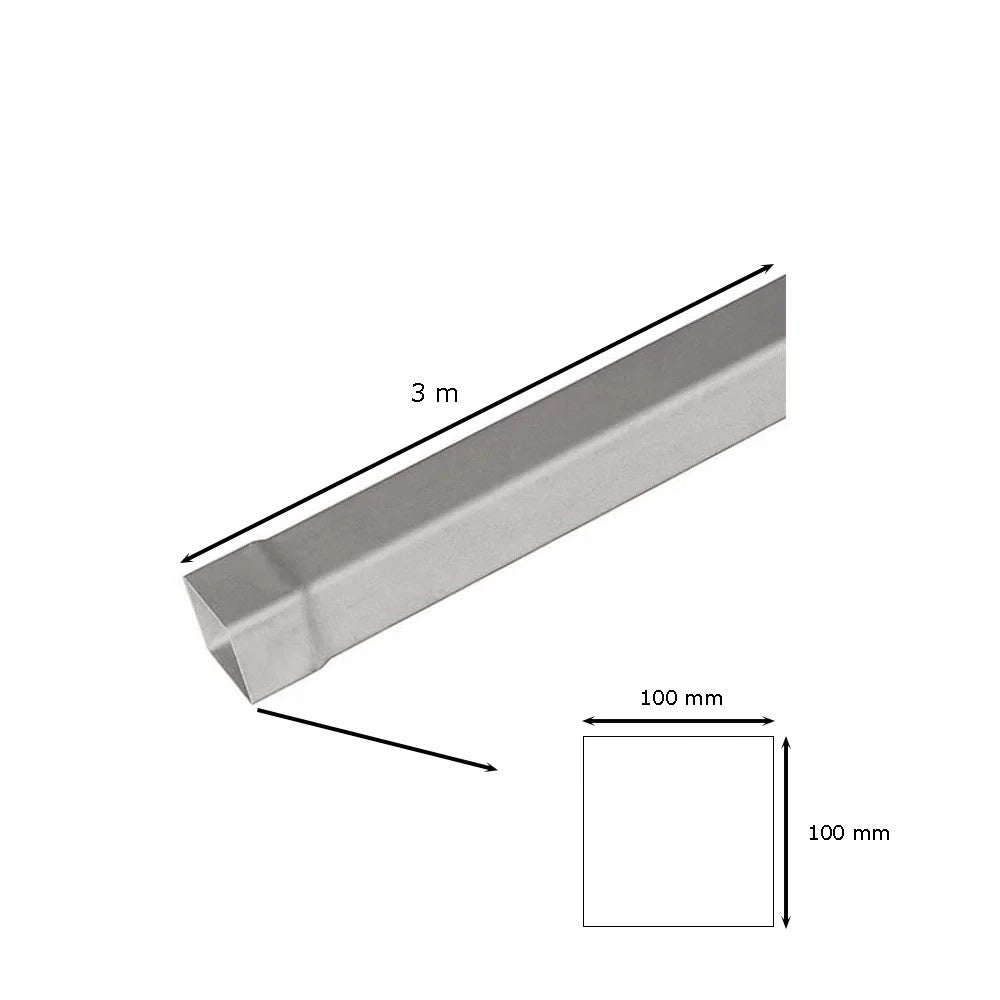 Tubo in pvc marrone/grigio quadro : Colore - Grigio, Diametro - 100x100 Quadro, Metri Lineari - 3 metri