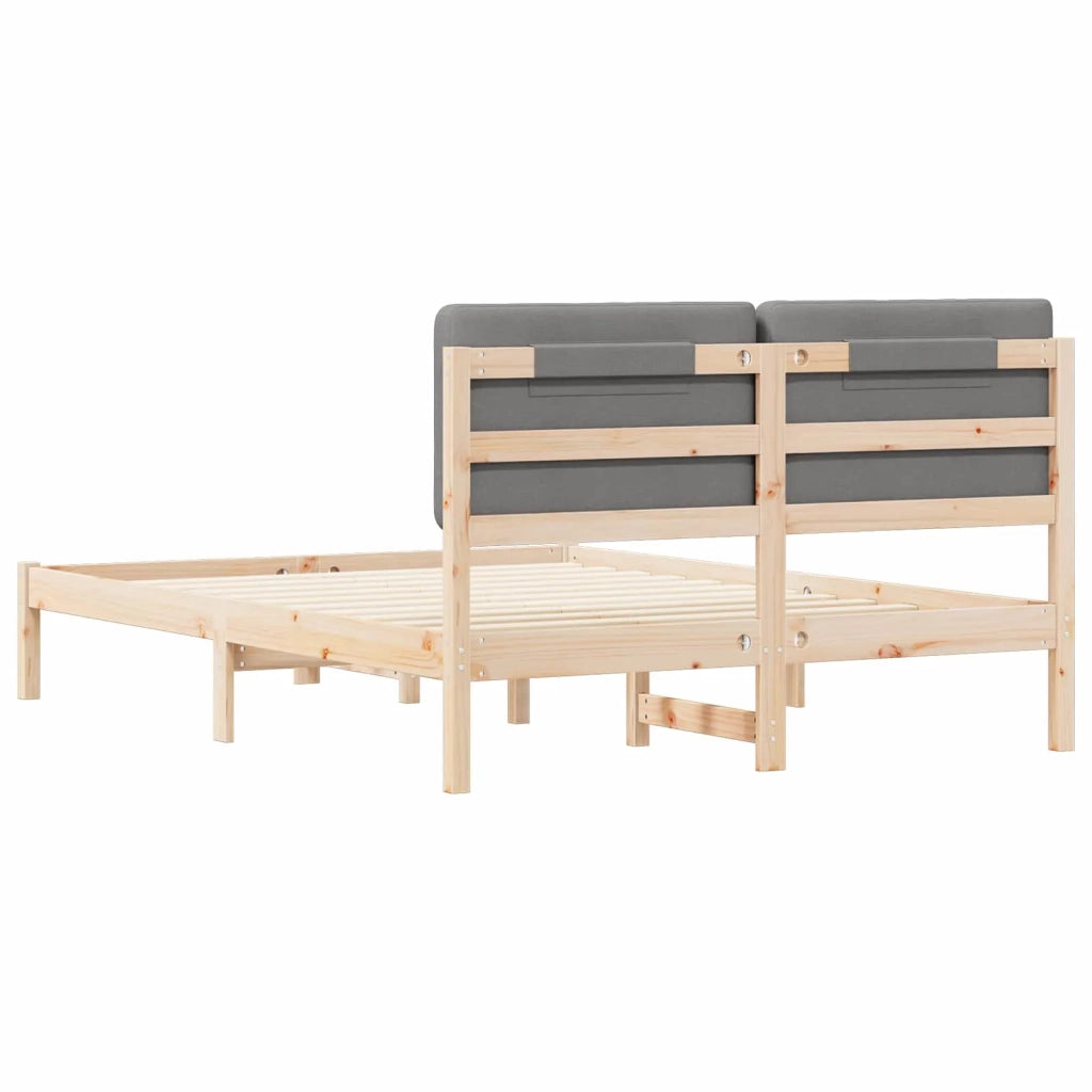 Letto con Testiera Rivestita Grigio chiaro 140 x 190 cm 877914