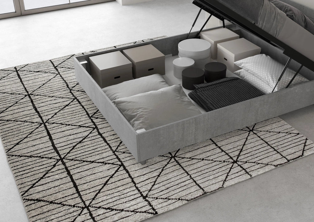 Letto Matrimoniale Francese 140x200 cm con Rete e Contenitore Nuamo Grigio