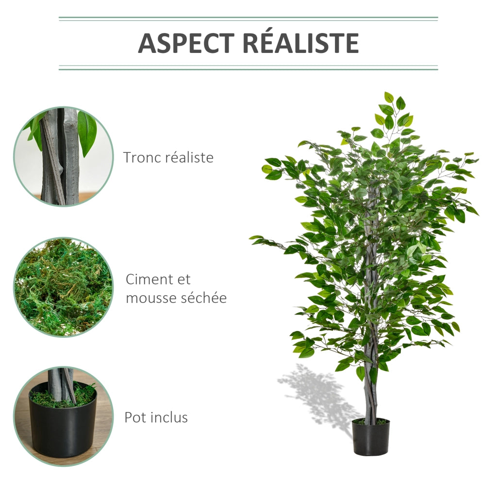 Pianta Artificiale Ficus ¨C zephmum ¨C Verde H.135 cm con Vaso