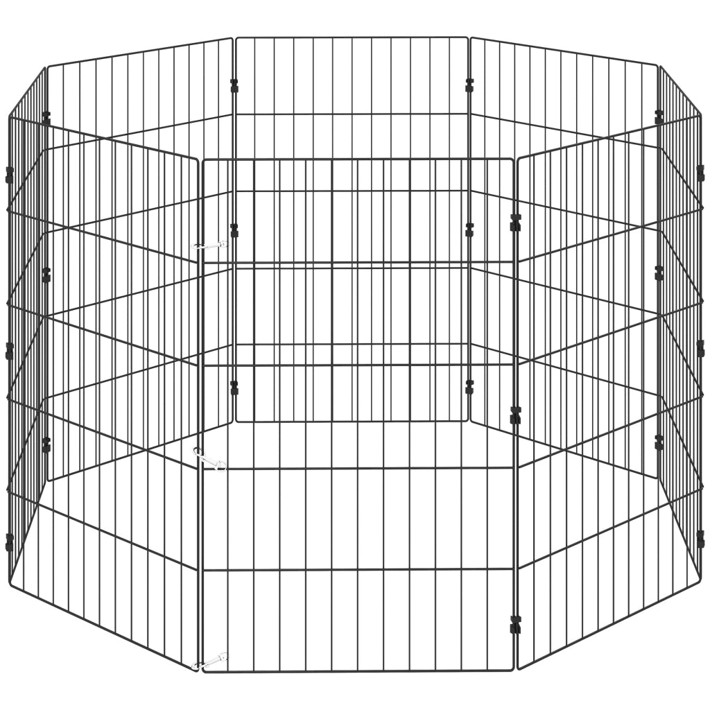 Recinto per Cani Pannelli 50x80 cm Espandibile e Pieghevole in Metallo Nero