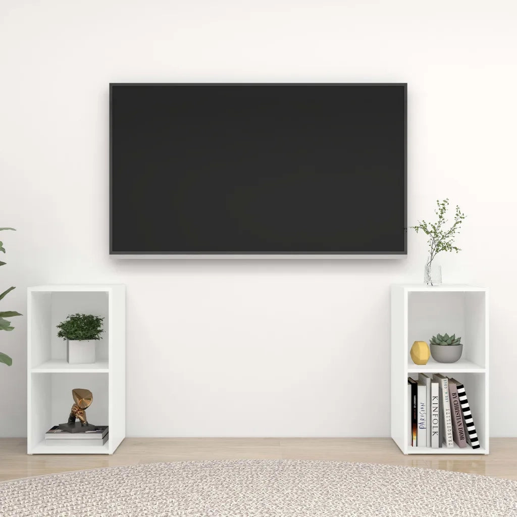 Mobili Porta TV 2 pz | Armadietto TV | Mobile Porta TV Bianco 72x35x36,5 cm in Legno Multistrato