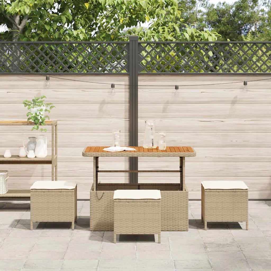 Set da Pranzo per Giardino | Set Salotto da Giardino Beige polyrattan