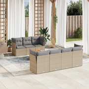 Set Divano da Giardino 8 pz con Cuscini Beige Misto Polyrattan