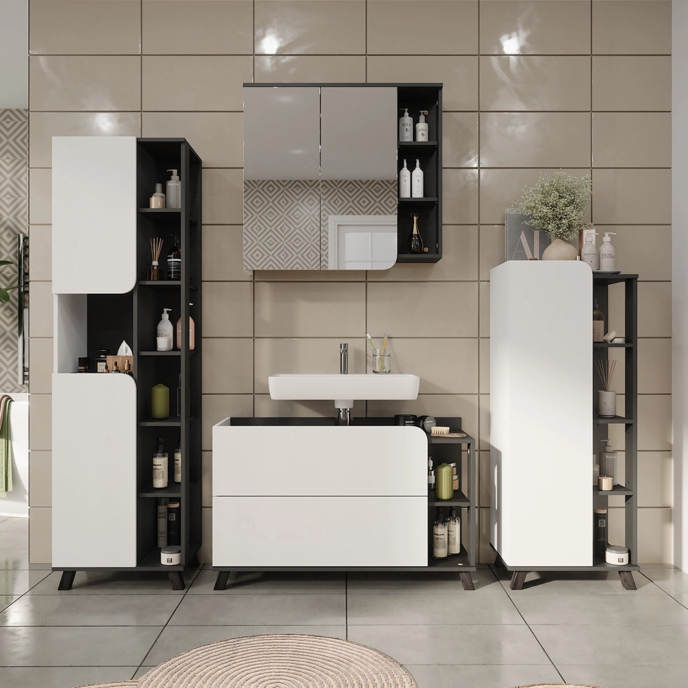 Vicco Mobile a specchio Antracite/bianco 80 x 75 cm