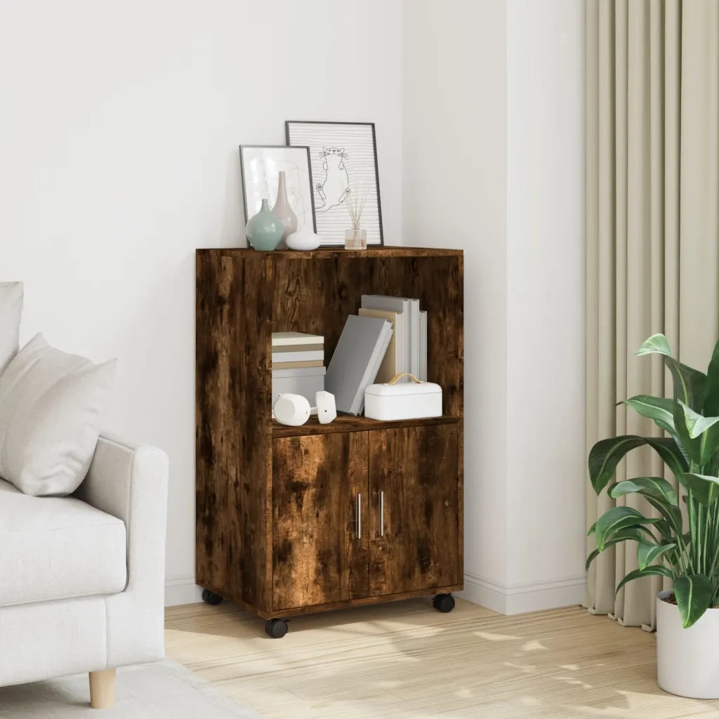 Mobiletto con Ruote Rovere Fumo 55x40x91 cm in Truciolato CFW7657668