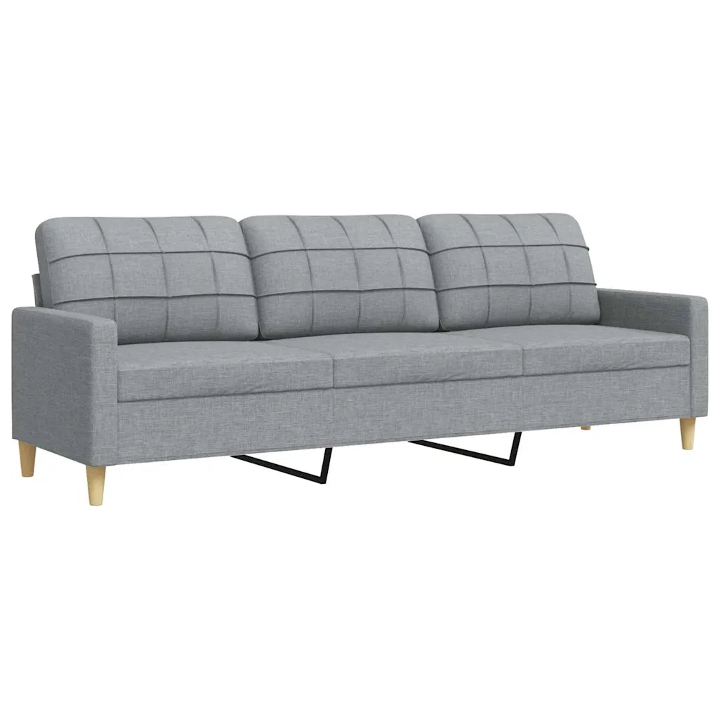 Divano a 3 Posti-Sofa 3 Posti Grigio Chiaro 210 cm in Tessuto