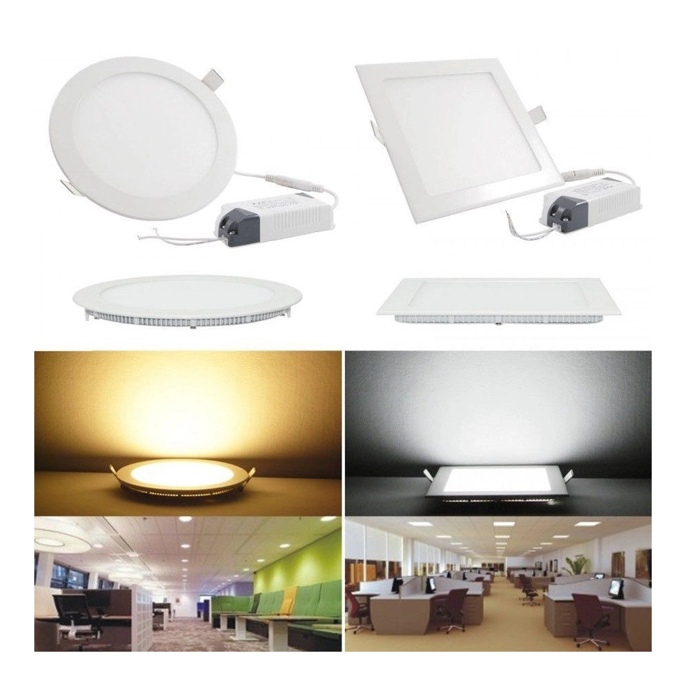 Trade Shop - Pannello Faretto Tondo O Quadrato A Led Da 6 A 25 W Ad Incasso Luce Freddo Caldo -