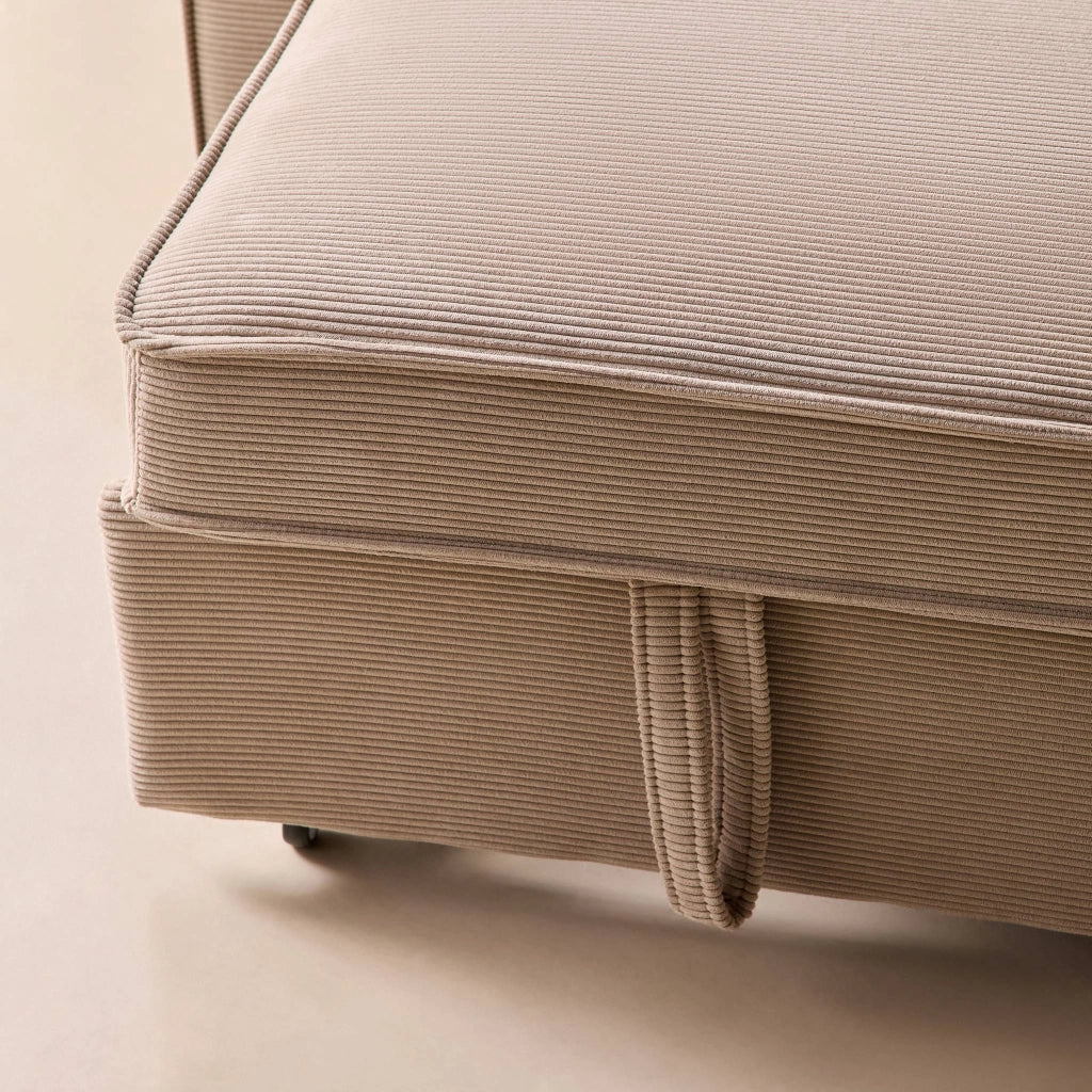 Divano letto in velluto a coste, 2 posti, beige