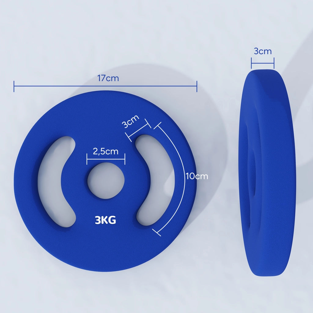 Dischi per bilanciere 2x3 kg ¨C Minimal ¨C blu, metallo, ? 2,5 cm