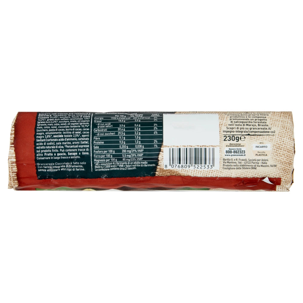 Barilla gran cereale biscotto con cioccolato e nocciole da 230 grammi