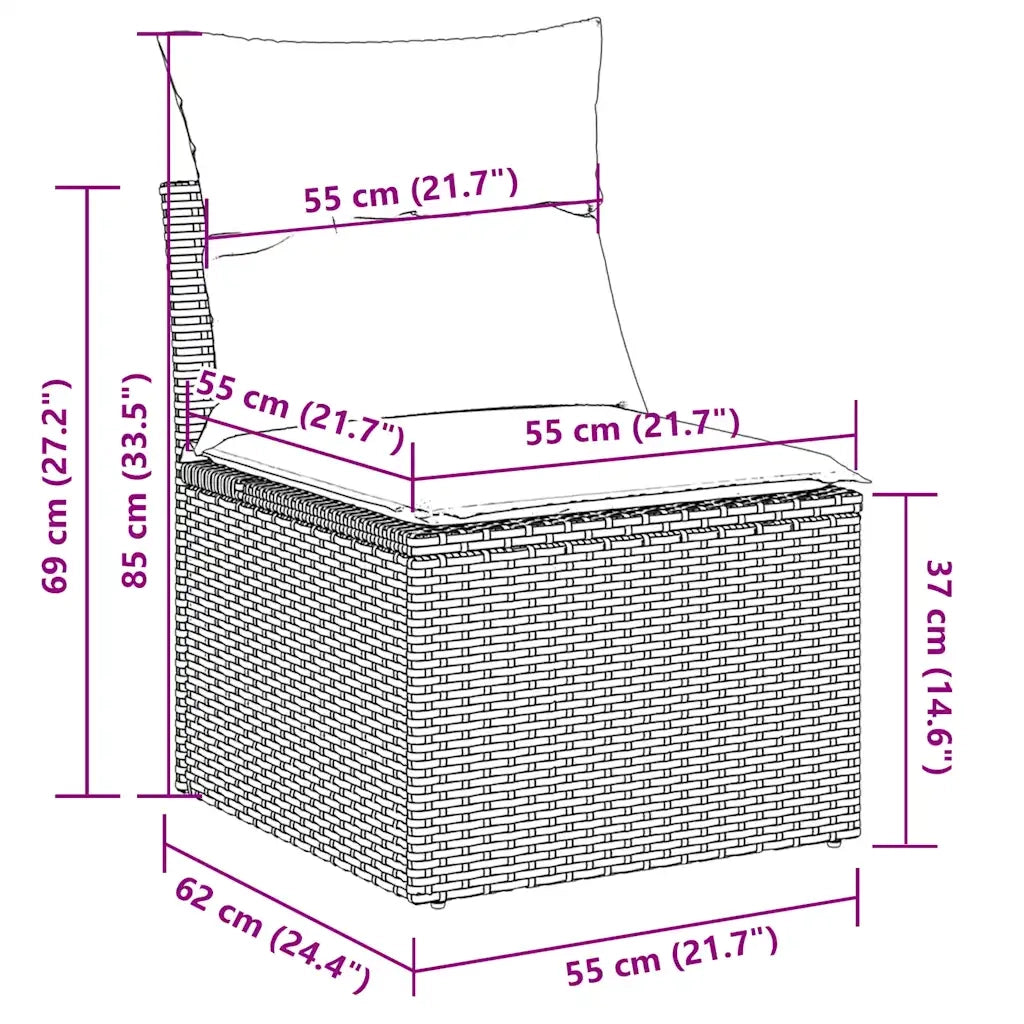 Set Divano da Giardino 6pz con Cuscini Grigio Chiaro Polyrattan 3222501