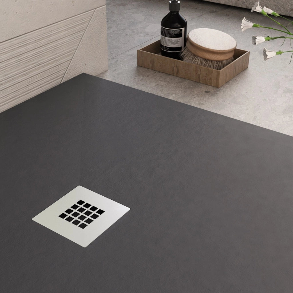 Piatto doccia in marmoresina nero effetto pietra cemento plus, misura 70x90
