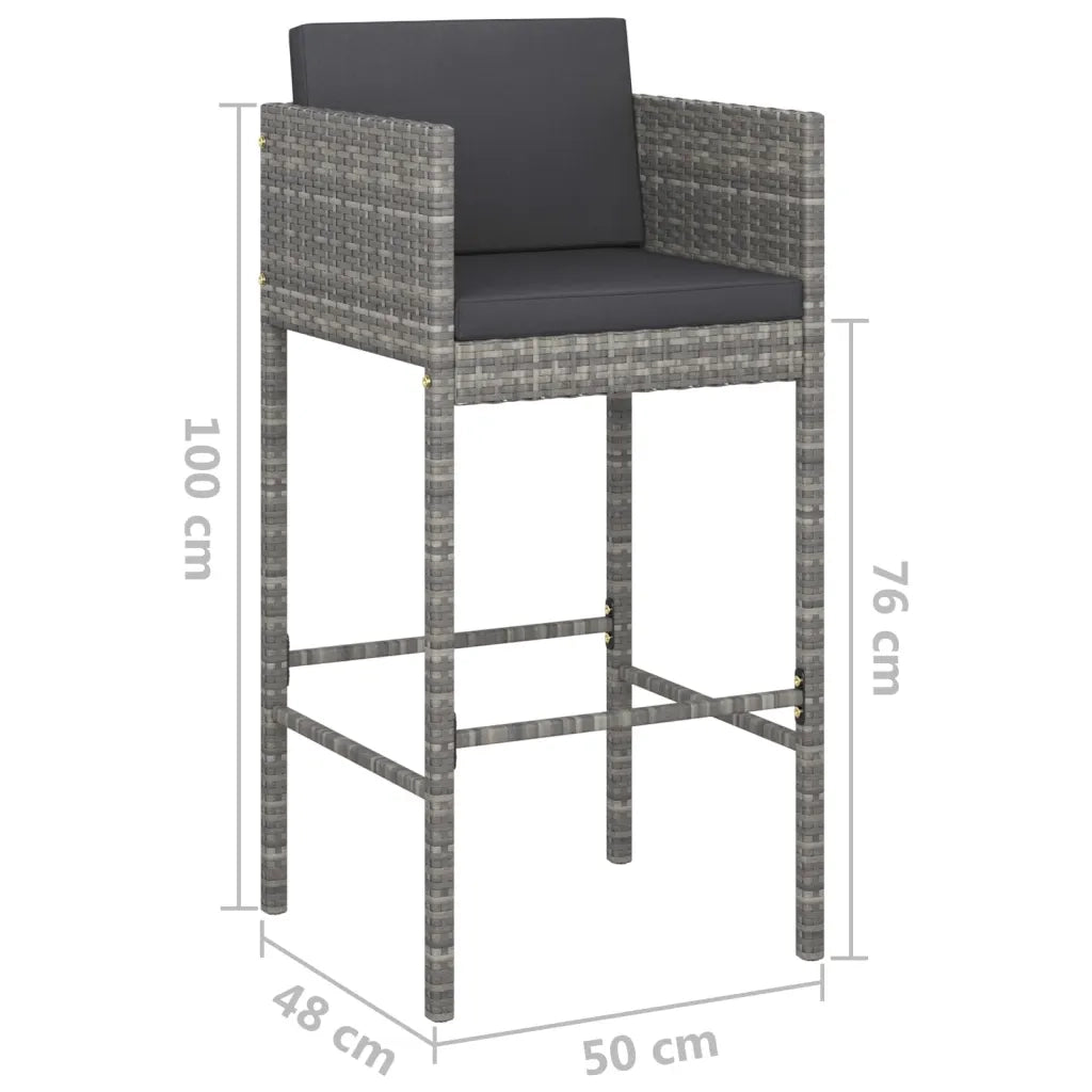 Set da Bar da Giardino 5 pz con Cuscini in Polyrattan Grigio 3094791