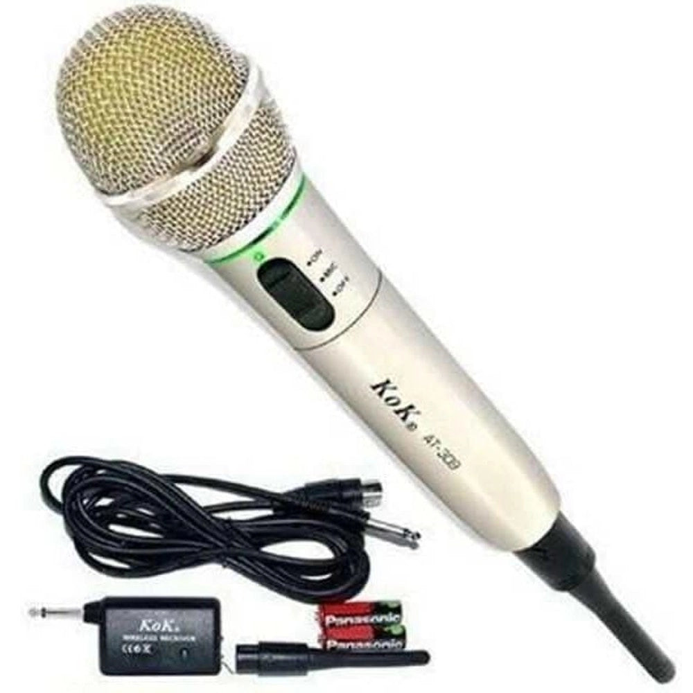 Trade Shop - Microfono Wireless E Con Cavo Filo 2 In 1 Per Karaoke Cantare 309 -