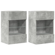 Mobili da parete con luci LED per TV 2pz | Armadietto TV | Mobile Porta TV Grigio Cemento 40x30x60,5cm