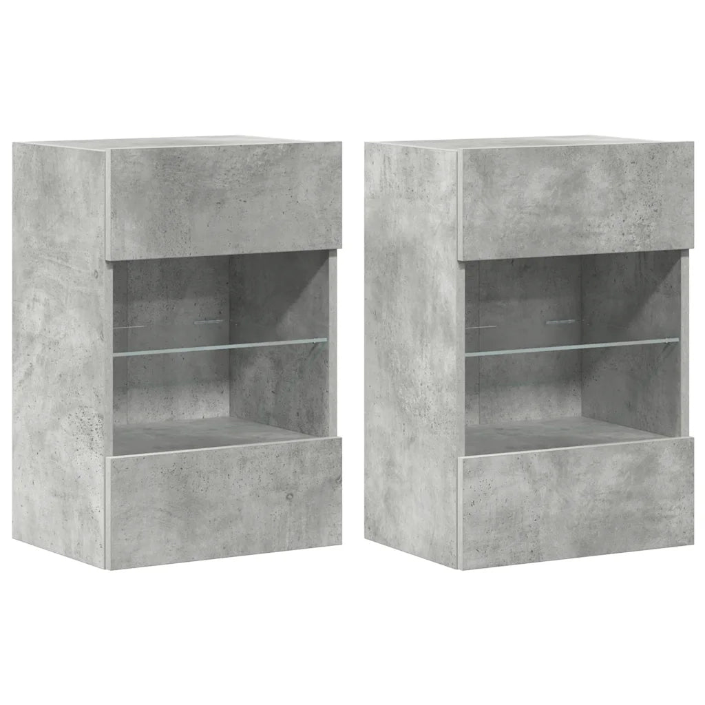 Mobili da parete con luci LED per TV 2pz | Armadietto TV | Mobile Porta TV Grigio Cemento 40x30x60,5cm