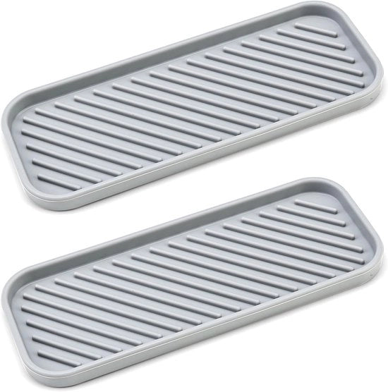 Afdruipmatten in silicone - organizzatore per vasca da bagno - grigio - 2 pezzi