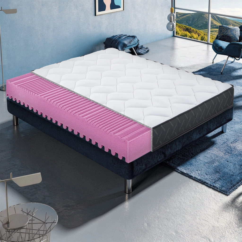 Materasso 90x200 cm in Memory Foam, Doppio Comfort H2/H3, H16 cm Rivestimento Sfoderabile, 7 Zone, 100% Made in Italy