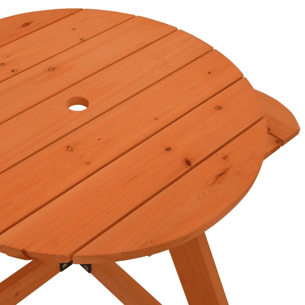 Tavolo Picnic per 4 Bambini con Ombrellone Rotondo Legno Abete 3281623