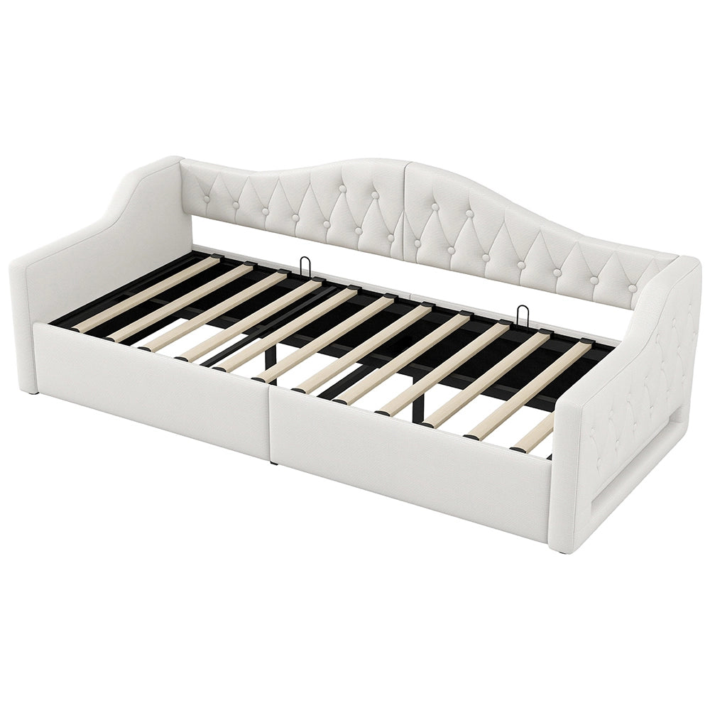 Letto imbottito - Xylo - 90x200cm LED con contenitore, beige