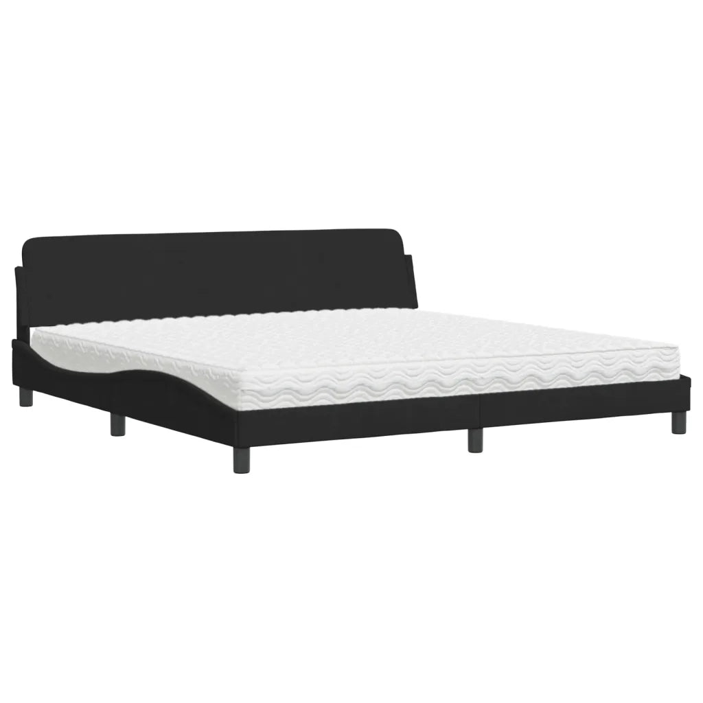 Letto con Materasso Dover Nero 200x200 cm in Velluto