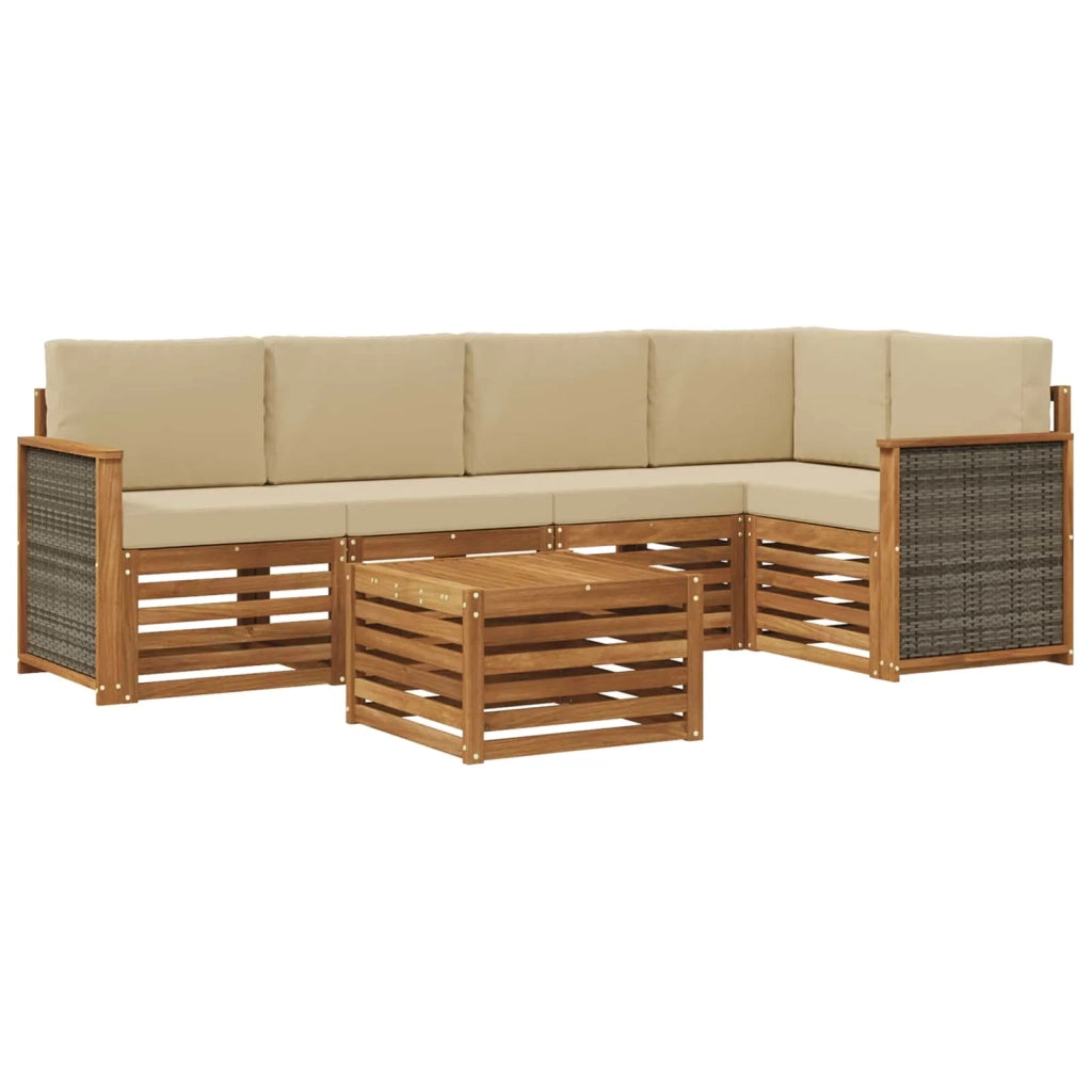 Set divano sezionale con cuscino 5 pcs Naturale 3384379