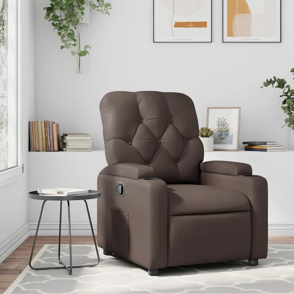 Poltrona | Sedia Relax Reclinabile Marrone in Similpelle