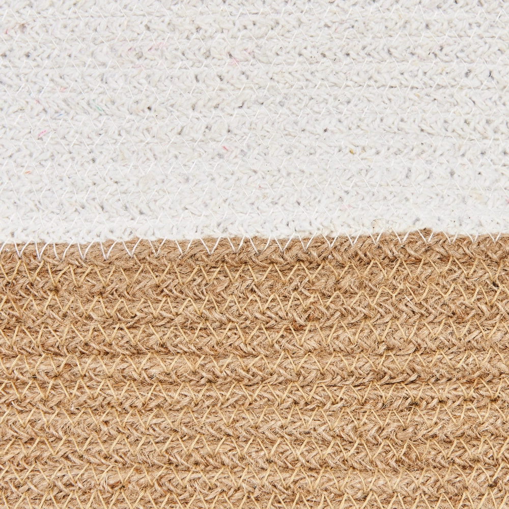 Set di 2 cesti in cotone e iuta di colore bianco e beige stile boho interno esterno