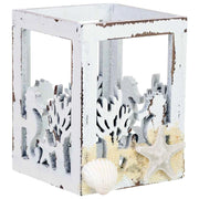 Portacandele in legno bianco 7x7x10 cm