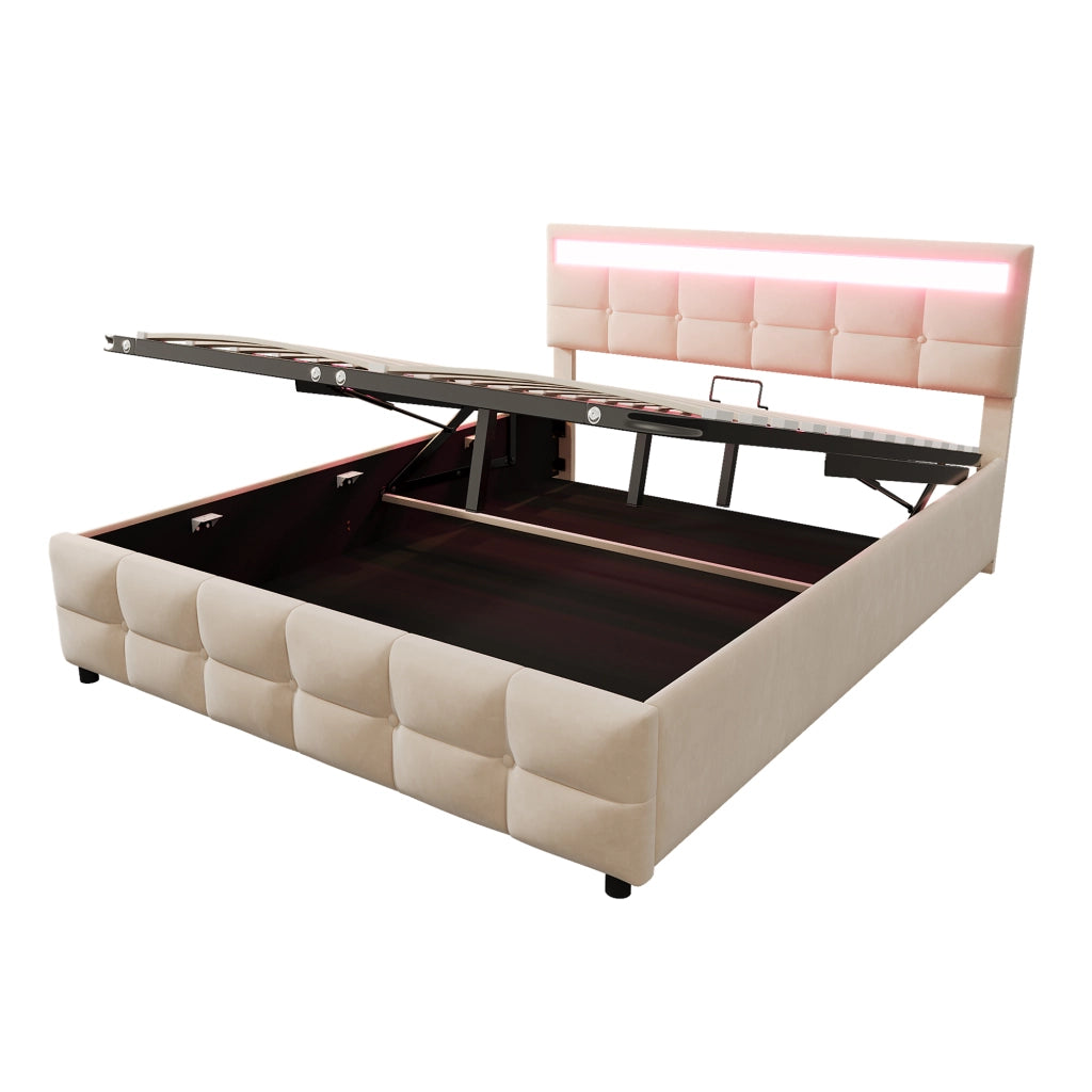 letto imbottito velluto olandese beige 180 x 200 cm