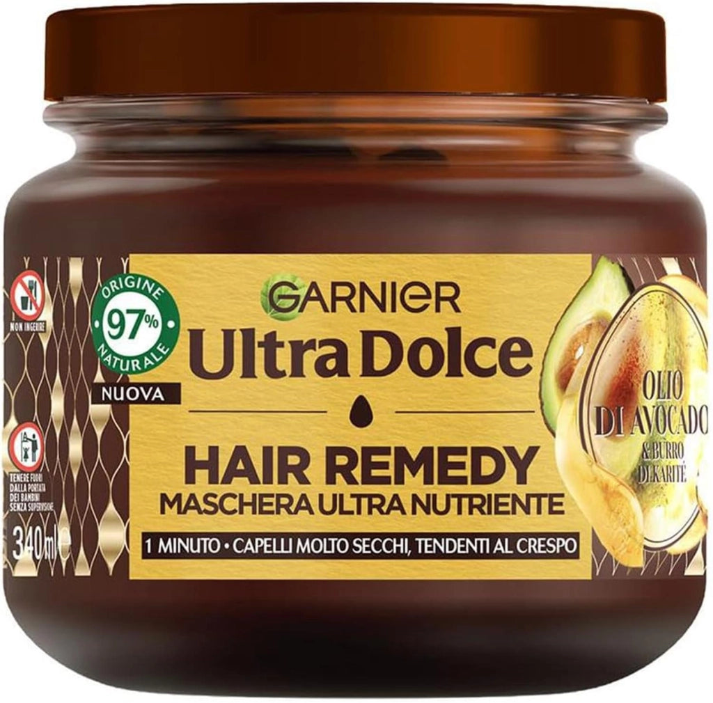 GARNIER ULTRA DOLCE MASCHERA NUTRIENTE PER CAPELLI SECCHI E CRESPI IN 1 MINUTO AVOCADO E BURRO DI KARITÉ 340 ML