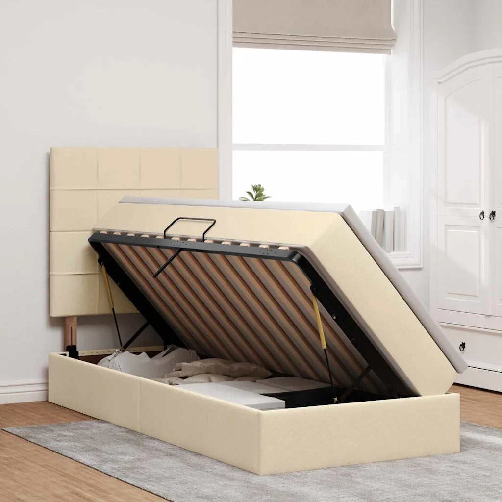 Letto con contenitore e LED Crema 100 x 200 cm Poliestere 3372400