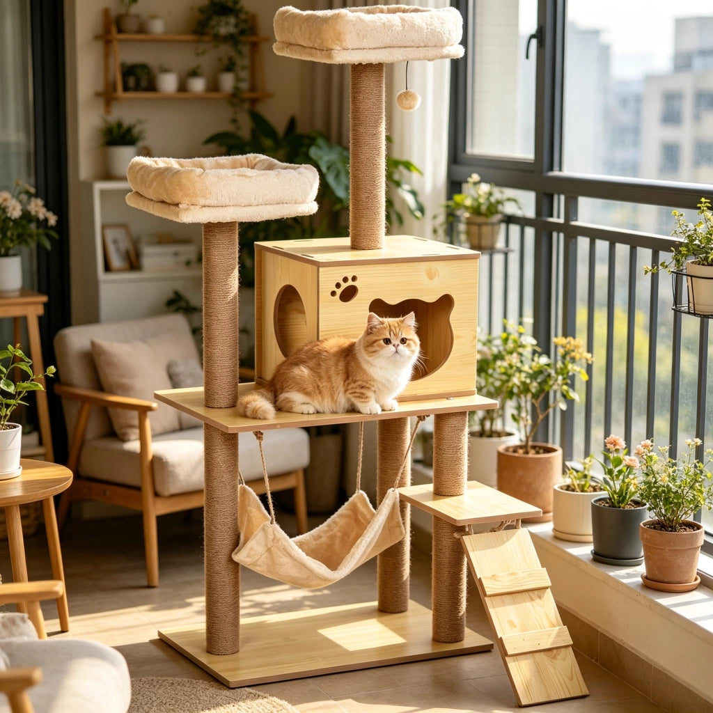 ALBERO GATTO Tiragraffi 60x40x130 cm Beige e Marrone