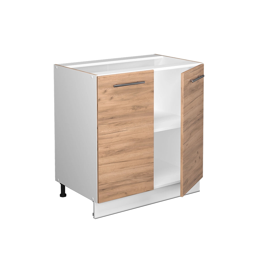 Mobile lavello cucina Fame-Line Rovere dorato/Bianco 80 cm con ripiano, PL Marmo Vicco