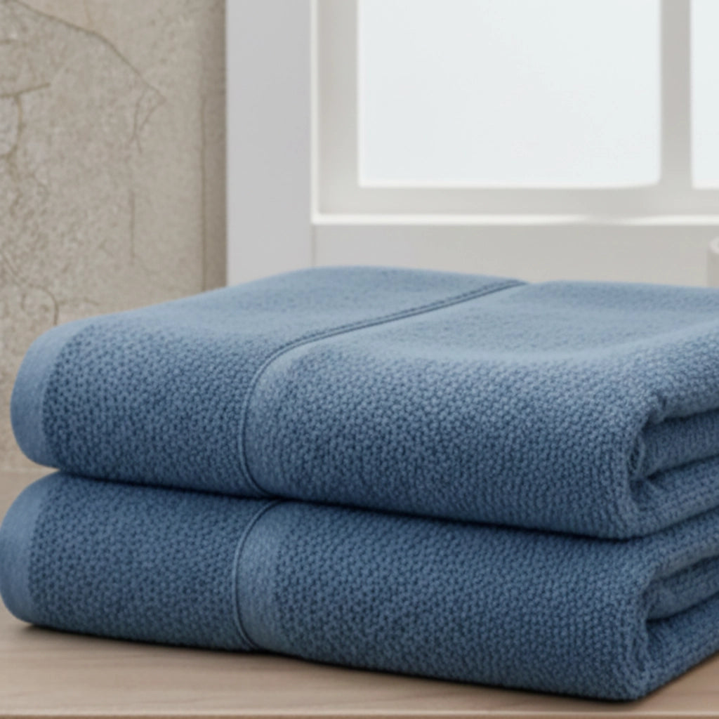 Sanonefa, set di Asciugamani 100% Cotone set da 2, blu Fiordaliso