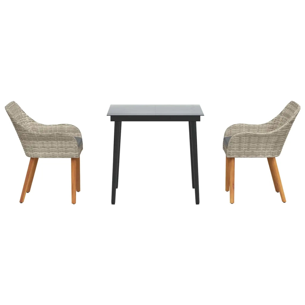 Set da Pranzo per Giardino 3 pcs Grigio chiaro polyrattan 3261705
