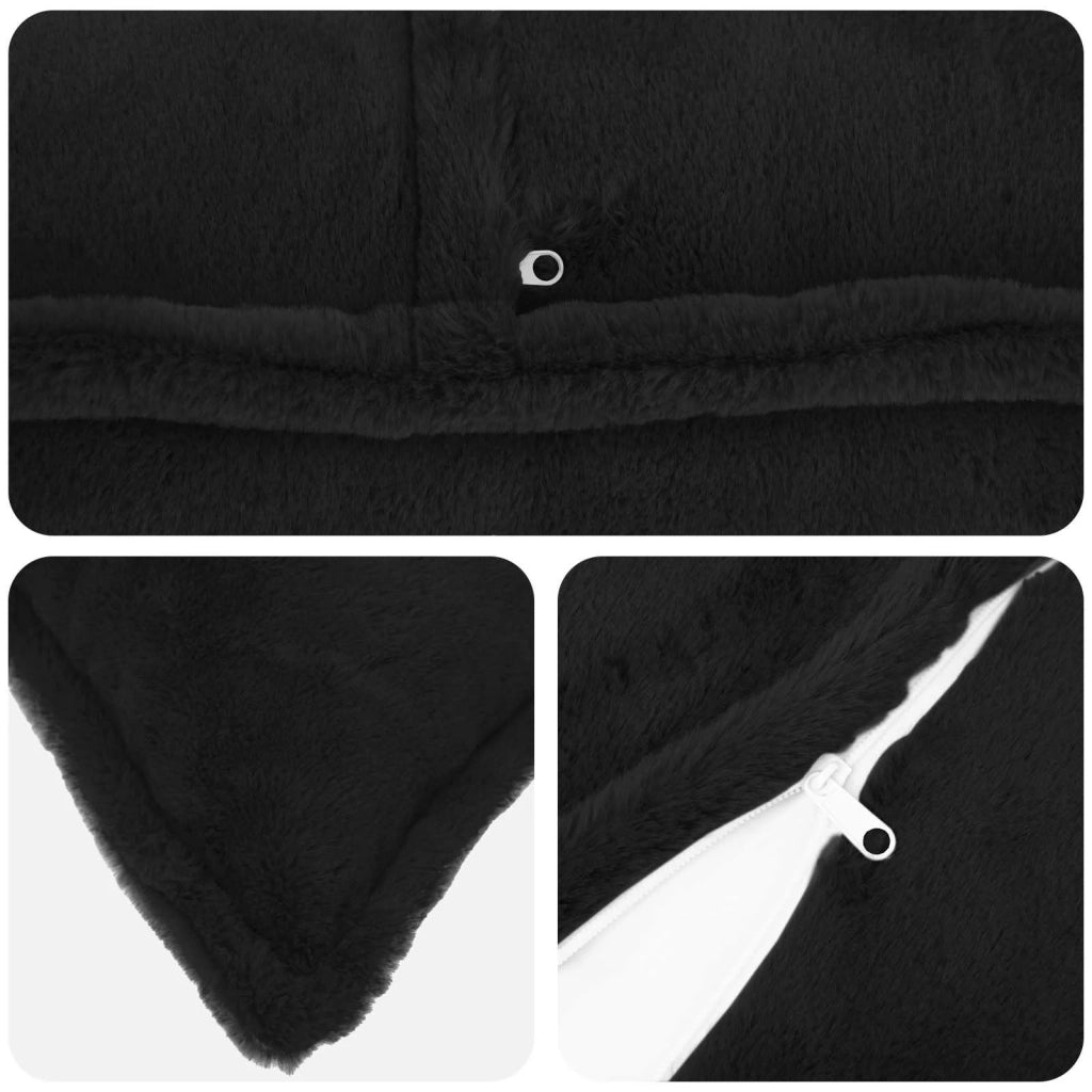 Federa 12 pz HOUTEN Nero 45 x 45 cm Pelliccia di Coniglio Finta 918924