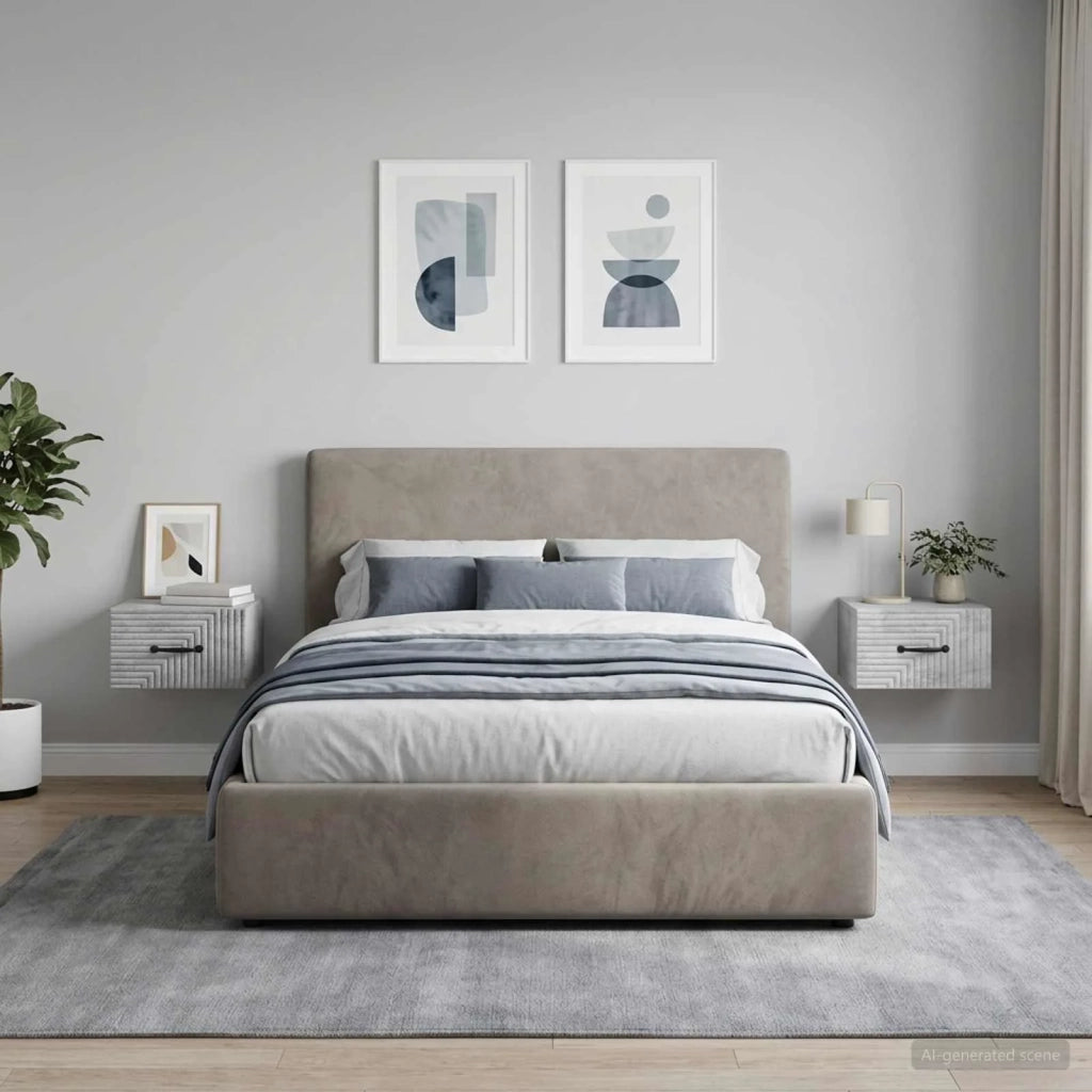 Mobiletto da notte a muro con cassetto 2 pcs Grigio Cemento 898602